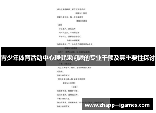 青少年体育活动中心理健康问题的专业干预及其重要性探讨